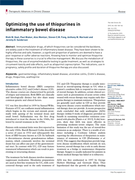 Optimizing the Use of Thiopurines in Inflammatory Bowel Disease