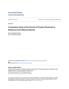 Comparative Study of the Practice of Product Placement in Bollywood and Hollywood Movies