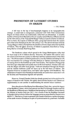 Promotion of Sanskrit Studies in Sikkim - S.K