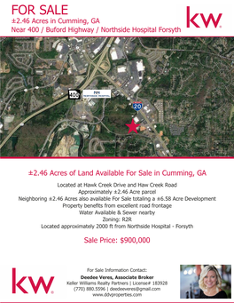 FOR SALE ±2.46 Acres in Cumming, GA Near 400 / Buford Highway / Northside Hospital Forsyth