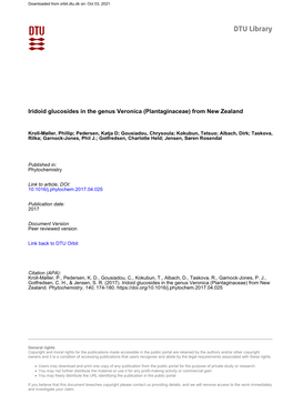 Iridoid Glucosides in the Genus Veronica (Plantaginaceae) from New Zealand