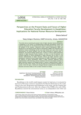 Perspectives on the Present State and Future of Higher Education Faculty Development in Kazakhstan: Implications for National Human Resource Development