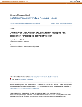 Chemistry of Cirsium and Carduus: a Role in Ecological Risk Assessment for Biological Control of Weeds?