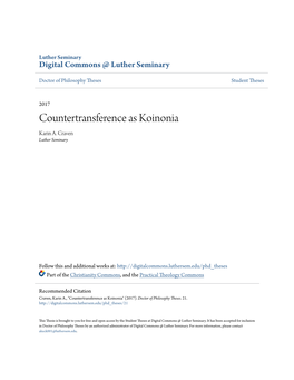 Countertransference As Koinonia Karin A