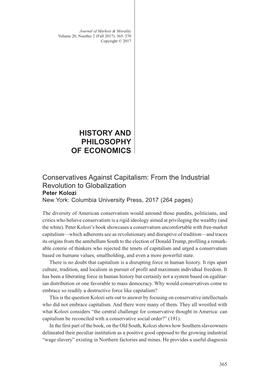 History and Philosophy of Economics