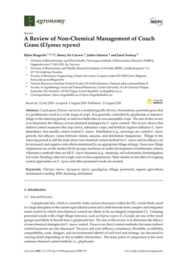 A Review of Non-Chemical Management of Couch Grass (Elymus Repens)