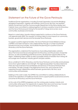 Statement on the Future of the Gove Peninsula