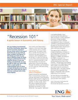 “Recession 101” Does Not Factor in Other Important Economic Change Variables