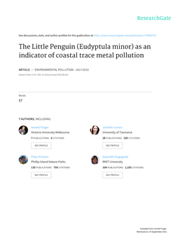 The Little Penguin (Eudyptula Minor) As an Indicator of Coastal Trace Metal Pollution