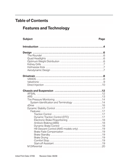 Table of Contents Features and Technology