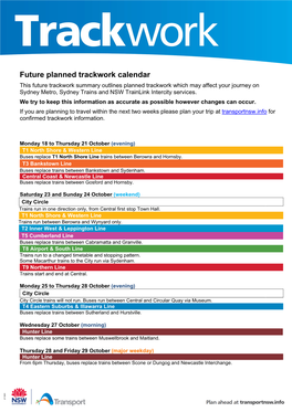 Download Future Trackwork Calendar