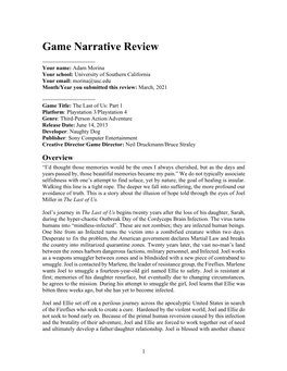 Game Narrative Review