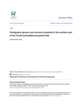 Stratigraphy, Genesis, and Economic Potential of the Southern Part of the Florida Land-Pebble Phosphate Field