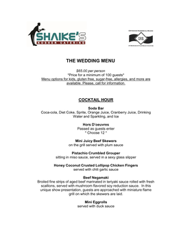 The Wedding Menu