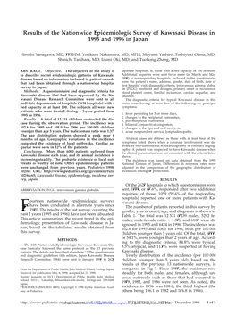 Results of the Nationwide Epidemiologic Survey of Kawasaki Disease in 1995 and 1996 in Japan