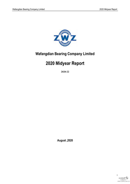 Wafangdian Bearing Company Limited 2020 Midyear Report