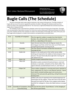 Bugle Calls (The Schedule) the Post Commander Held a Wide Range of Authority in the Conduct of the Garrison