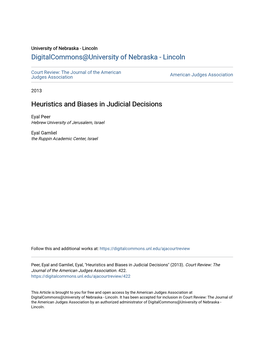 Heuristics and Biases in Judicial Decisions