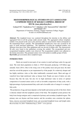 Histomorphological Studies on Gut Associated Lymphoid