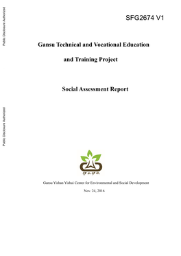 Gansu Technical and Vocational Education and Training Project Social Assessment Report
