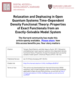 Relaxation and Dephasing in Open Quantum Systems Time-Dependent Density Functional Theory: Properties of Exact Functionals from an Exactly-Solvable Model System