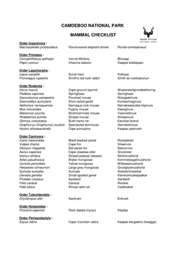 Mammal Checklist