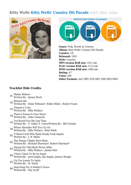 Kitty Wells Kitty Wells' Country Hit Parade Mp3, Flac, Wma