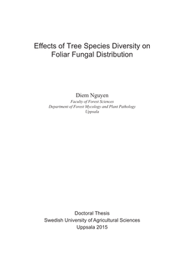 Effects of Tree Species Diversity on Foliar Fungal Distribution