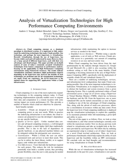 Analysis of Virtualization Technologies for High Performance Computing Environments Andrew J