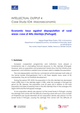 Economic Keys Against Depopulation of Rural Areas: Case of Alto Alentejo (Portugal)