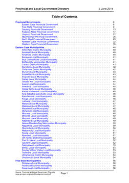 Table of Contents