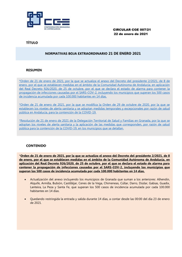 CIRCULAR CGE 007/21 22 De Enero De 2021