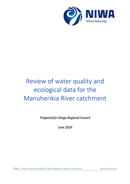 1/12/19 Review of Water Quality and Ecological