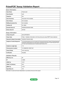 Primepcr™Assay Validation Report