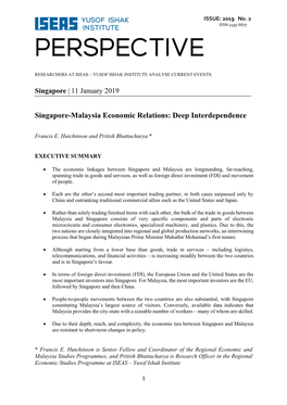 Singapore-Malaysia Economic Relations: Deep Interdependence