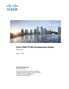 Cisco VDS-TV ISA Configuration Guide, Release 4.10