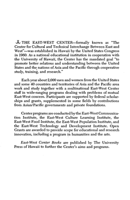 THE EAST-WEST CENTER-Formally Known As
