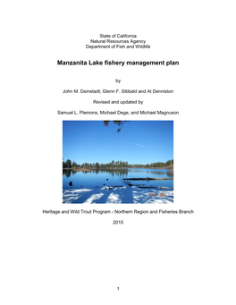 Manzanita Lake Fishery Management Plan