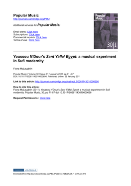 Popular Music Youssou N'dour's Sant Yàlla/ Egypt
