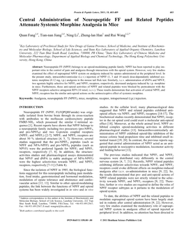 Central Administration of Neuropeptide FF and Related Peptides Attenuate Systemic Morphine Analgesia in Mice