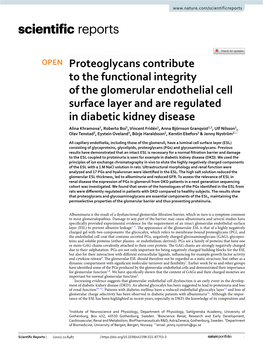 Proteoglycans Contribute to the Functional Integrity of the Glomerular