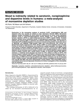 A Meta-Analysis of Monoamine Depletion St