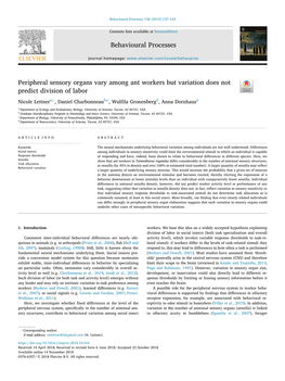 Peripheral Sensory Organs Vary Among Ant Workers but Variation