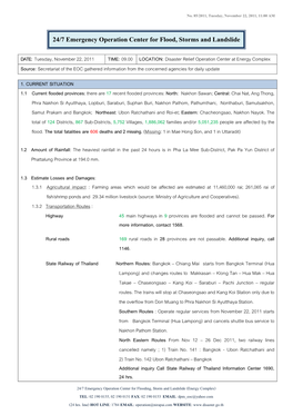 24/7 Emergency Operation Center for Flood, Storms and Landslide