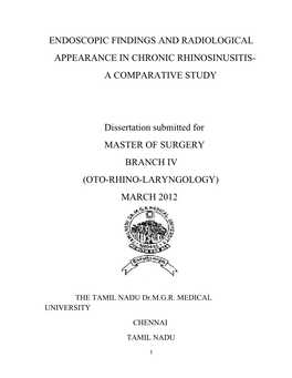 Endoscopic Findings and Radiological Appearance in Chronic Rhinosinusitis- a Comparative Study