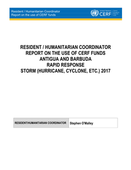 Antigua and Barbuda Rapid Response Storm (Hurricane, Cyclone, Etc.) 2017