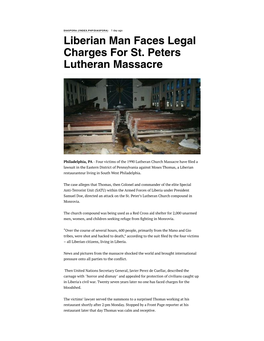 Liberian Man Faces Legal Charges for St. Peters Lutheran Massacre
