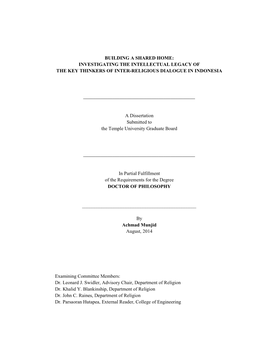 Investigating the Intellectual Legacy of the Key Thinkers of Inter-Religious Dialogue in Indonesia