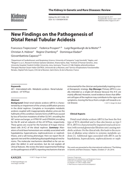 New Findings on the Pathogenesis of Distal Renal Tubular Acidosis