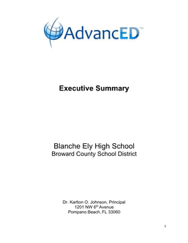 Executive Summary Blanche Ely High School
